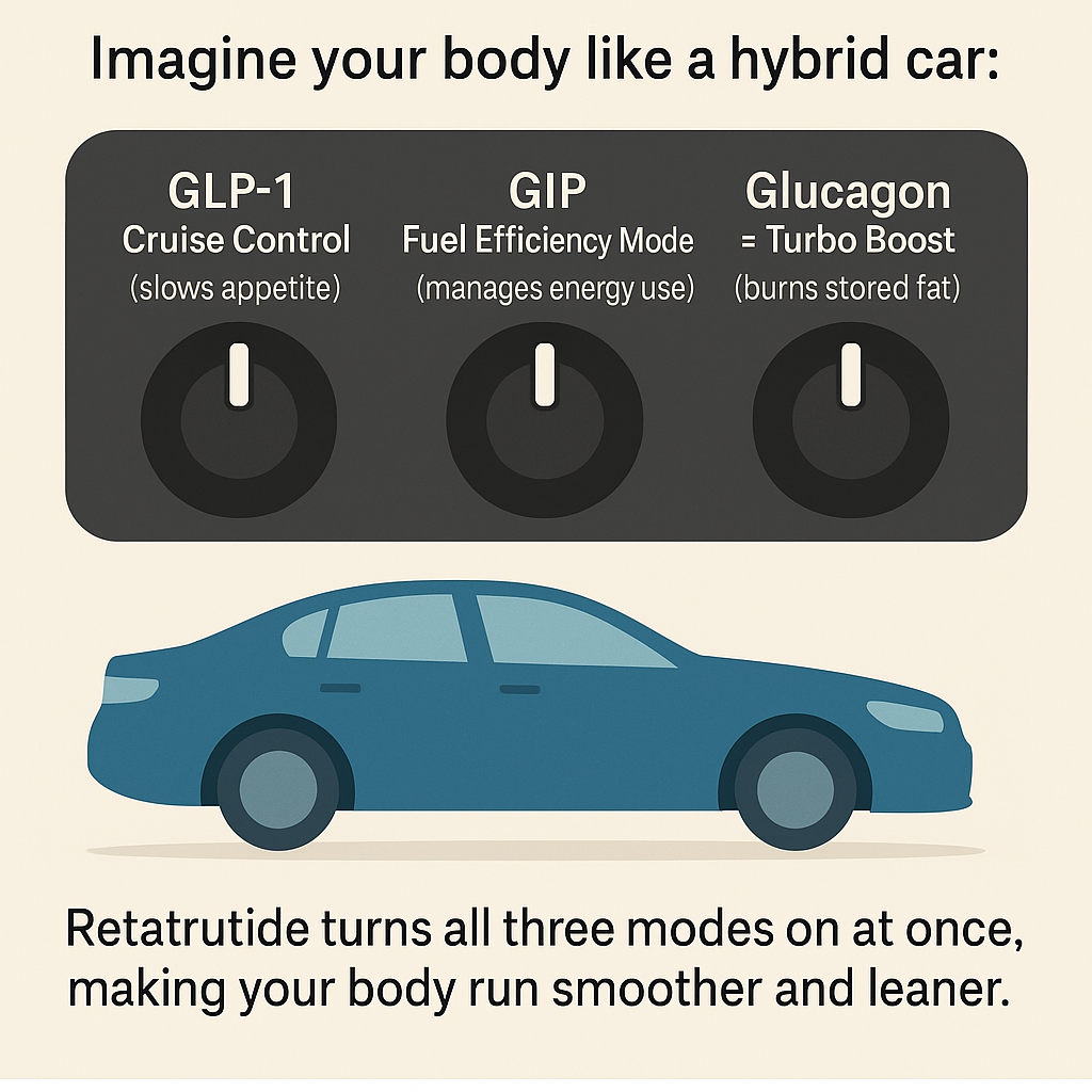 retatrutide infographic to explain the 3 molecules